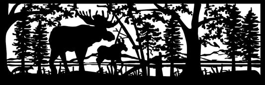 MOOS-0020 Bull Moose & Calf 33"H x 92"W