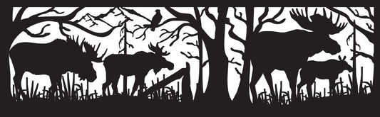 MOOS-0021 Moose Herd & Hawk 30"H x 96"W