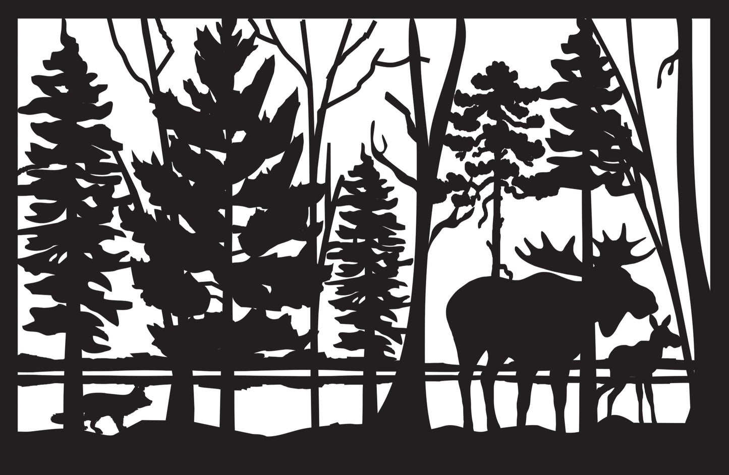 MOOS-0024 Moose & Fox 34.5"H x 52.75"W