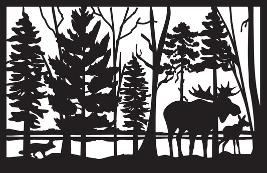 MOOS-0024 Moose & Fox 34.5"H x 52.75"W