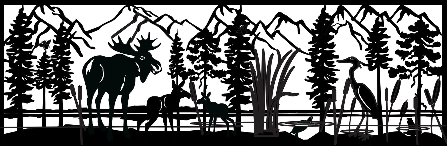 MOOS-0030 Moose & Heron 24"H x 72"W