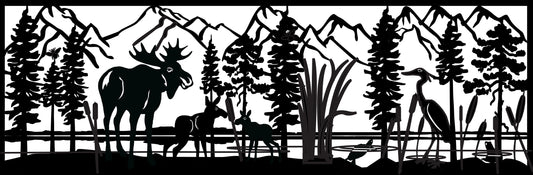 MOOS-0030 Moose & Heron 24"H x 72"W
