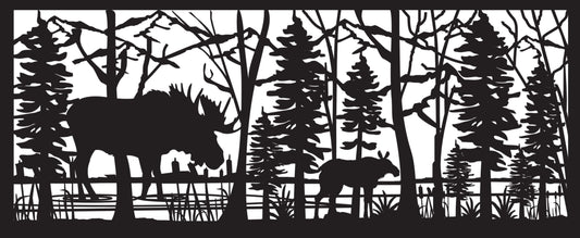 MOOS-0031 Moose Pair Wading 30"H x 72"W