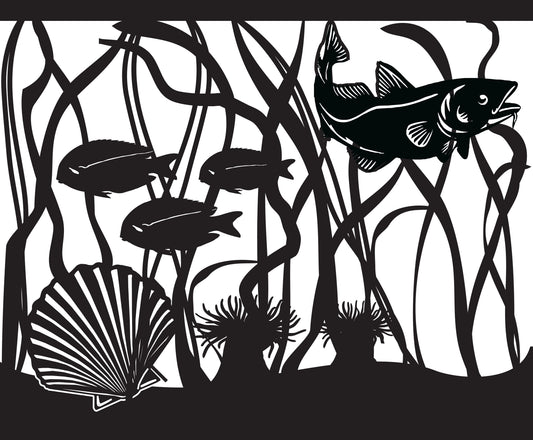 SEA-0026 Fish Among the Seaweed 30"H x 36"W