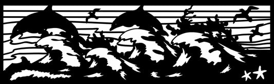 SEA-0030 Dolphins Jumping Waves 30"H x 96"W