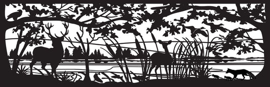 WILD-0006 Wildlife Lake Scene 30"H x 94.375"W