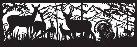 WILD-0019 Deer & Turkey 33.5"H x 96"W