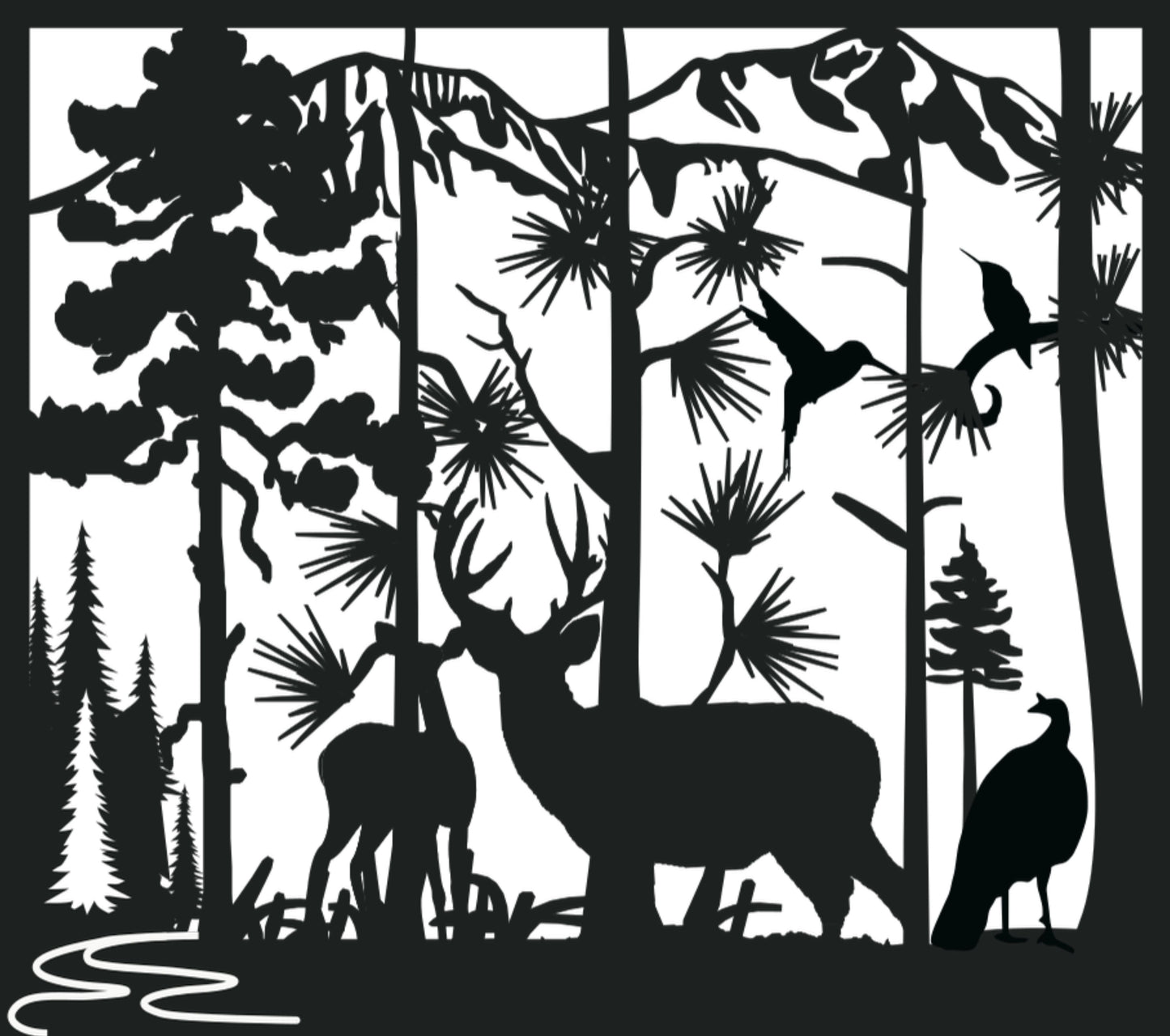 WILD-0042 Wildlife River 31.5"H x 35.5"W