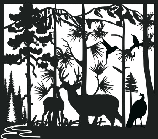 WILD-0042 Wildlife River 31.5"H x 35.5"W