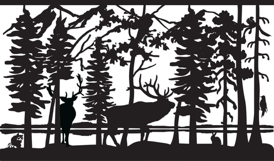 WILD-0043 Elk & Critters 30"H x 51"W