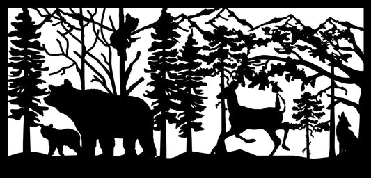 WILD-0044 Bears, Deer & Wolf 30"H x 62.25" W