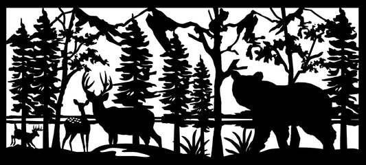 WILD-0051 Deer & Bears 28.75" H x 63.5"W