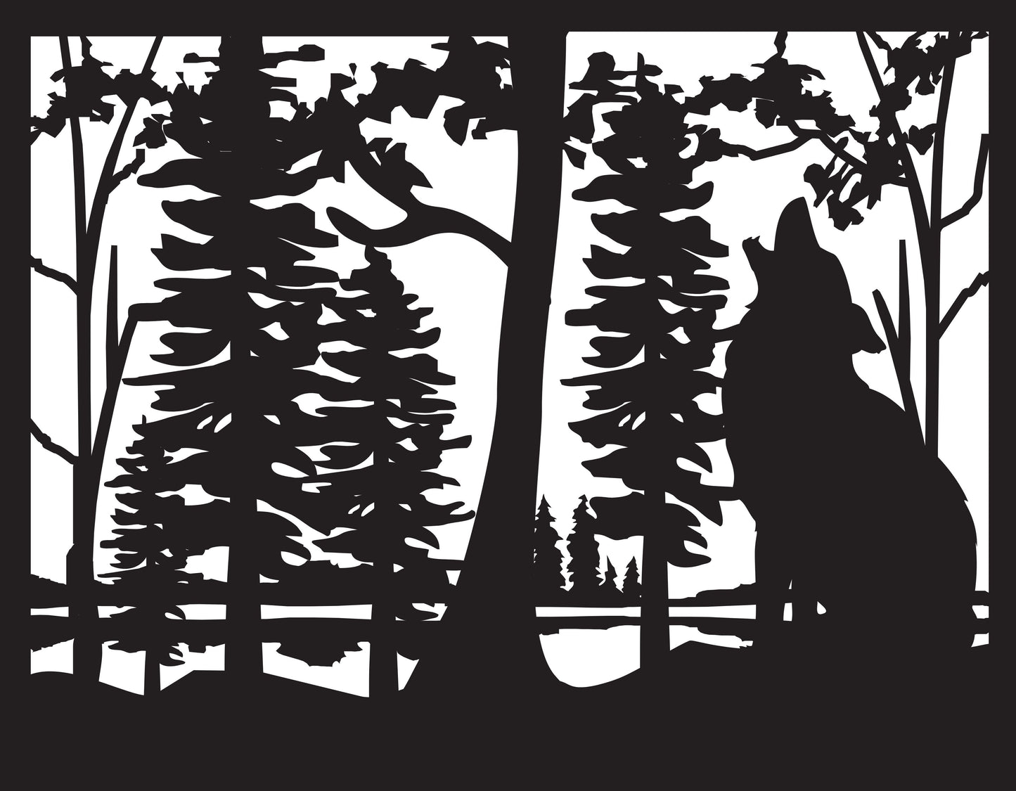 WOLF-0003 Wolf in Forest 30"H x 38.5"W