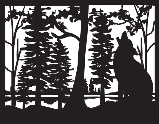 WOLF-0003 Wolf in Forest 30"H x 38.5"W