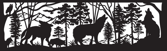WOLF-0007 Wolf Pack & Owl 30"H x 96"W